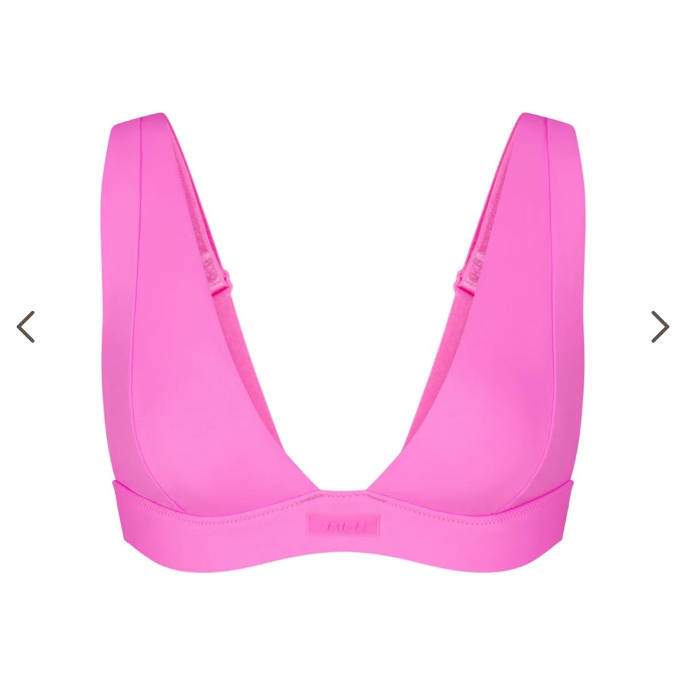 SKIMS SWIM Taffy Pink Plunge Bikini Top